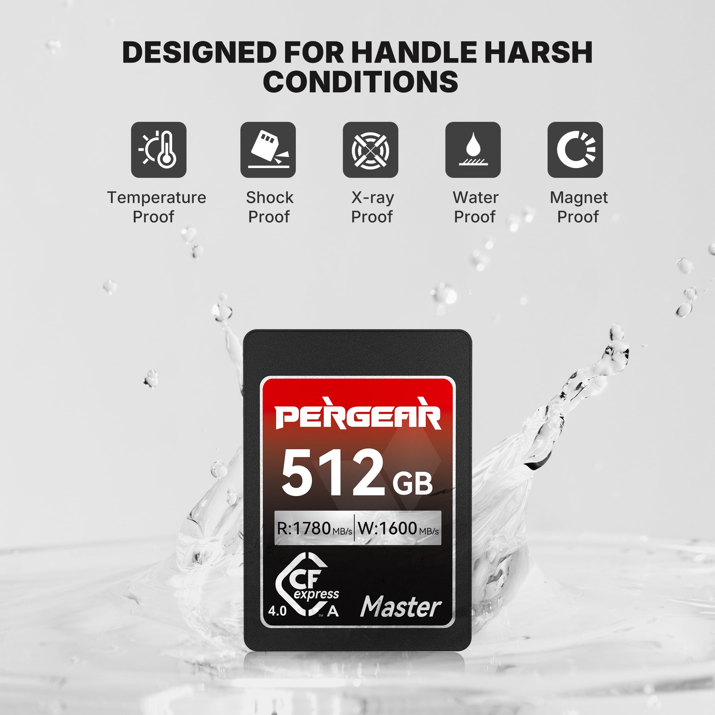 Pergear Tarjeta de memoria CFexpress 4.0 tipo A de 512 GB, velocidad de lectura de hasta 1780 MB/s, velocidad de escritura de 1600 MB/s, para 4K 120P, 8K 30P (2 unidades) Master Series, compatible con