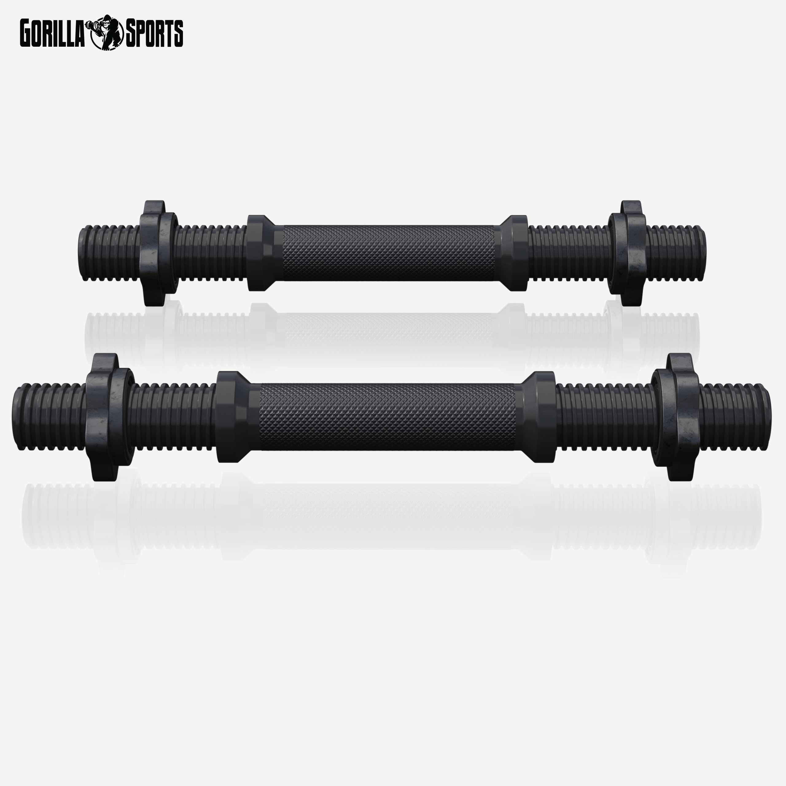 GORILLA SPORTS® Barre d'Haltère Courte - Lot de 2, Longueur 35 cm, Ø 30 mm, avec Fermetures Étoile, Chromé, Argent/Noir - Barres de Poids, Paire d'Haltères, Disques, Entraînement, Fitness, Musculation