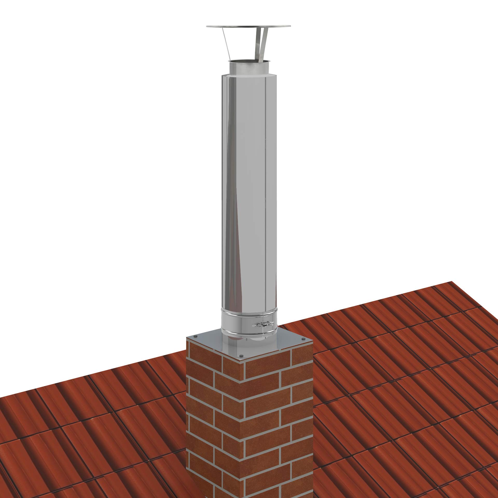 Kamin-Verlängerung 180mm 1m Länge NewLine Erhöhung Schornstein-Aufsatz Edelstahl 25mm Isolierung 0,5mm Materialstärke Erweiterung für gemauerten Schornstein Zugverbesserung