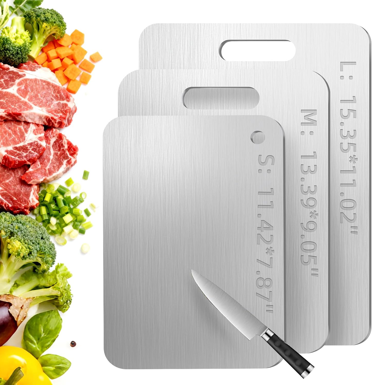 Tavano Titanium Cutting Board,100% Pure Titanium Cutting Boards for Kitchen,Double-side Available Cutting Board for Vegetables,Meat,Fruits,Easy to Store and Clean(L)