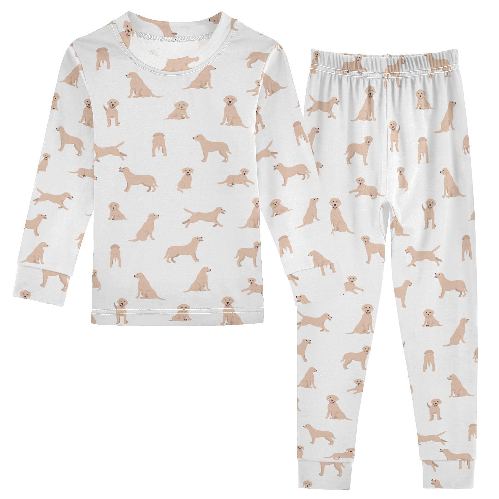 JHKKU Labrador Dog Pajamas Set Cotton 2 Piece Soft Comfy Pjs Long Sleeve Lounge Sleepwear 6Y