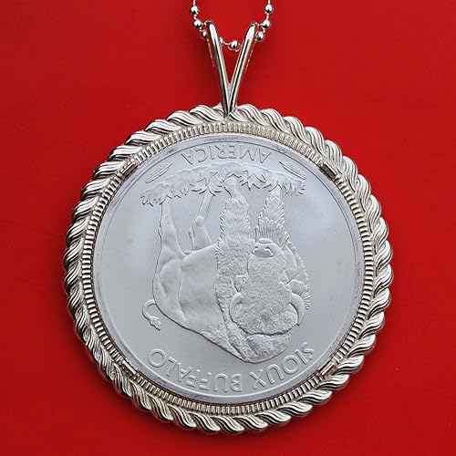 Miniatura 5 de 2015 Sioux Indian Buffalo Native American Mint 1 Ounce .999 Fine Silver BU Unc Coin Solid 925 Sterling Silver Necklace NEW
