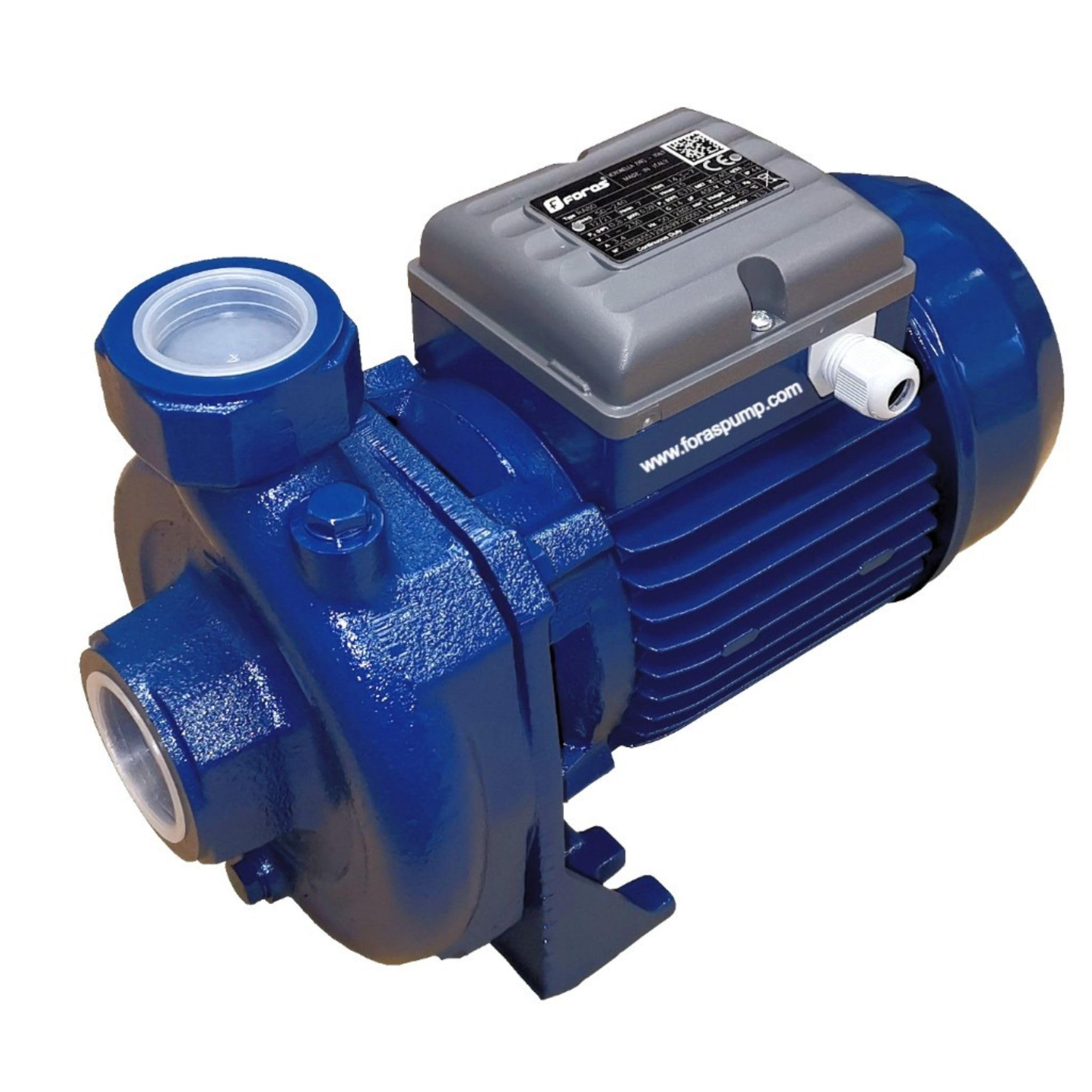 FORAS Bomba de agua sucia RA100 para agua con grava de hasta 10 mm, fabricada en Italia, funcionamiento continuo, 230 V, 0,74 kW, 280 l/min, 20 m