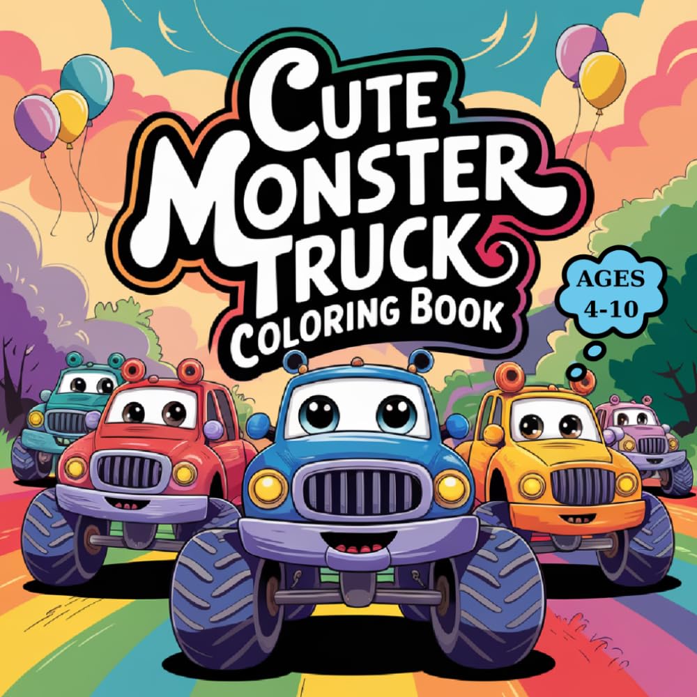 Monster Truck Coloring Book for Kids Ages 4-10: Fun and Easy Monster Truck Designs with Big Wheels, Jumps and Action Scenes | Perfect for Kids Ages 4–10 | 50 Pages | 8.5 x 8.5 Inch