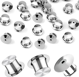Metal Pin Backs, Locking Pin Backs, 20 Pieces Keepers Clasp Needle Back Lock Flat Head clamp Badge Fastener Tie Tack Lapel Brooch Enamel Lapel Pins Lock and DIY Crafts, Without Needle - Sliver