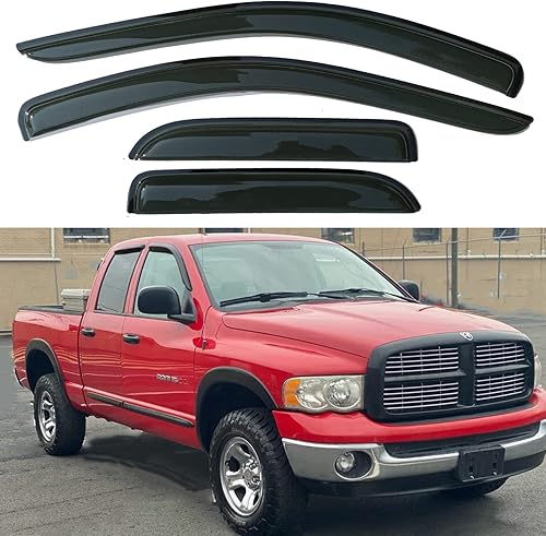Miniatura 2 de 94623 Deflectores de ventana lateral protectores de lluvia para Dodge Ram 1500 2002-2008, Ram 2500 y 3500 2003-2009 con cabina cuádruple, juego de 4