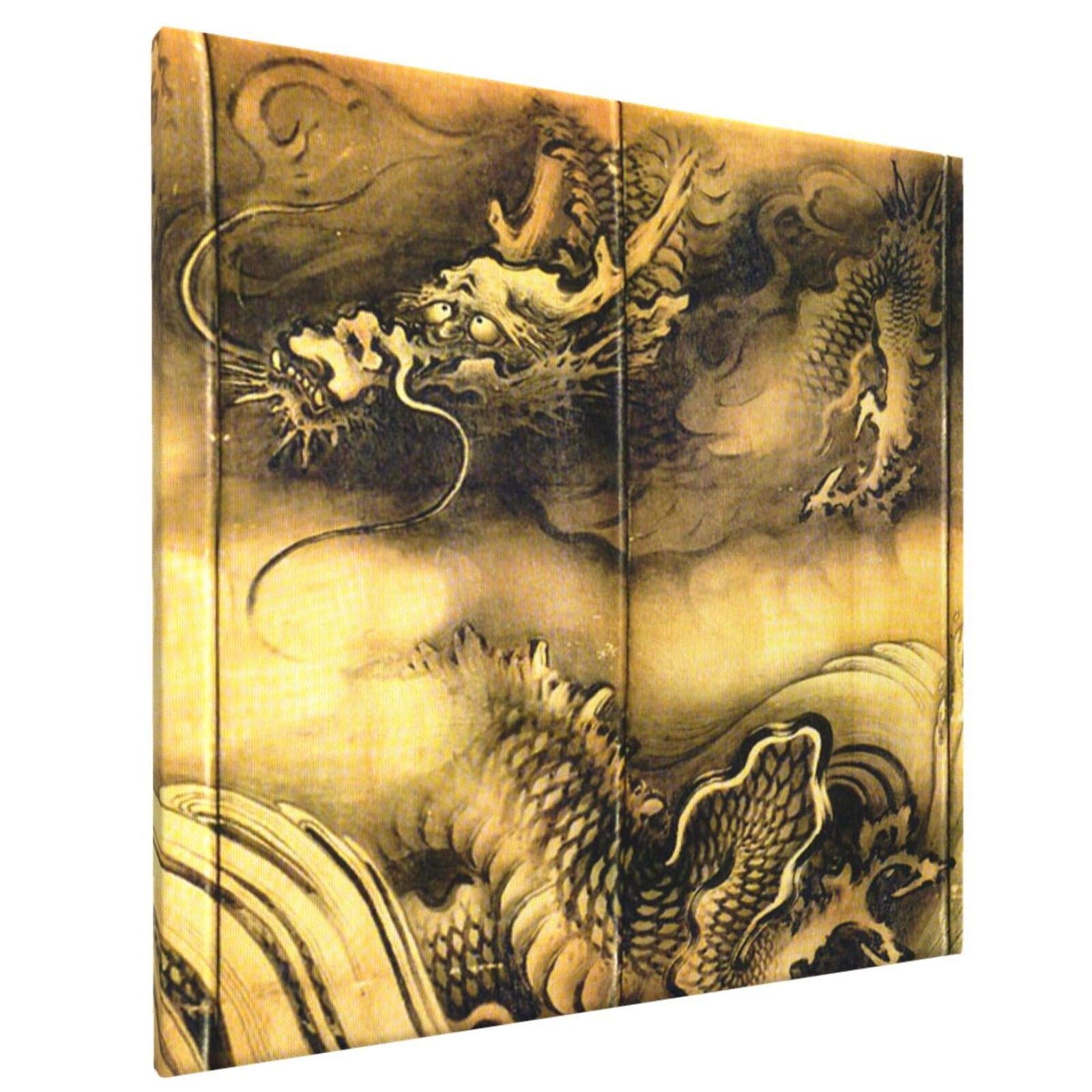 Amazon｜絵画 フレーム装飾画 狩野山雪 龍虎図屏風 龍 キャンバス