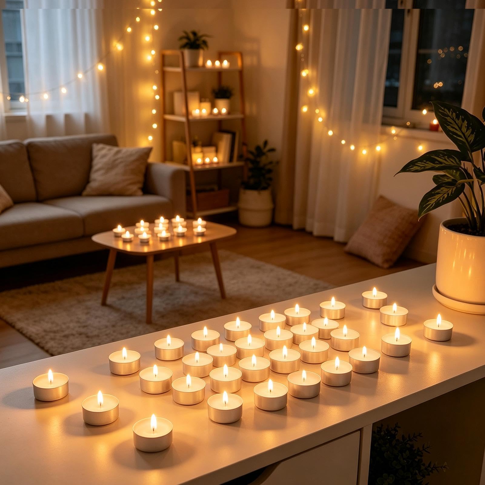 Tea Light 50 Pezzi Tealight Votivi in Non Profumati per Matrimoni e Feste