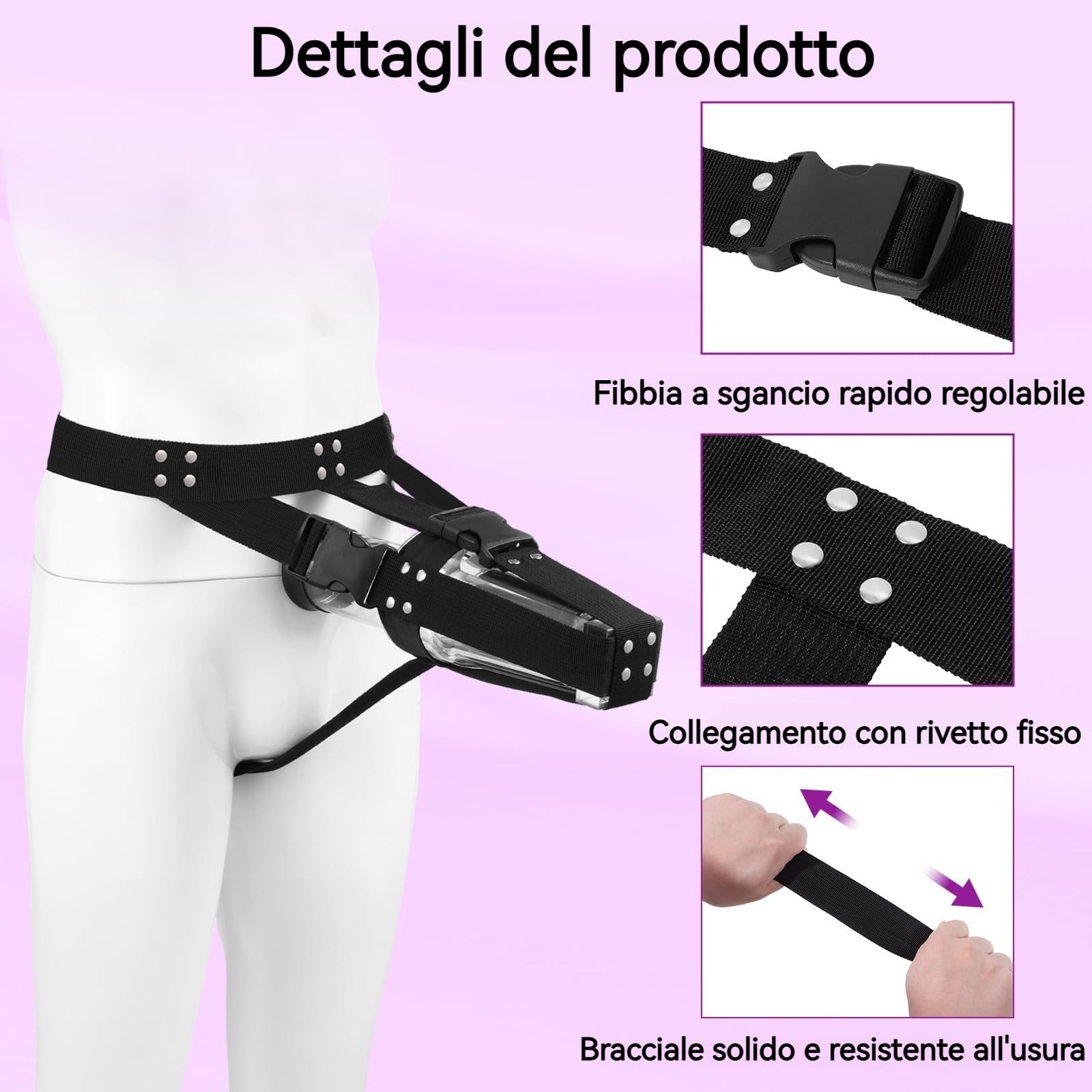 Cintura Regolabile per Masturbatore Maschile Elettrico, Imbracatura Compatibile con Coppa per il Piacere, Supporto con Fascia per Uso Solitario (Grande)