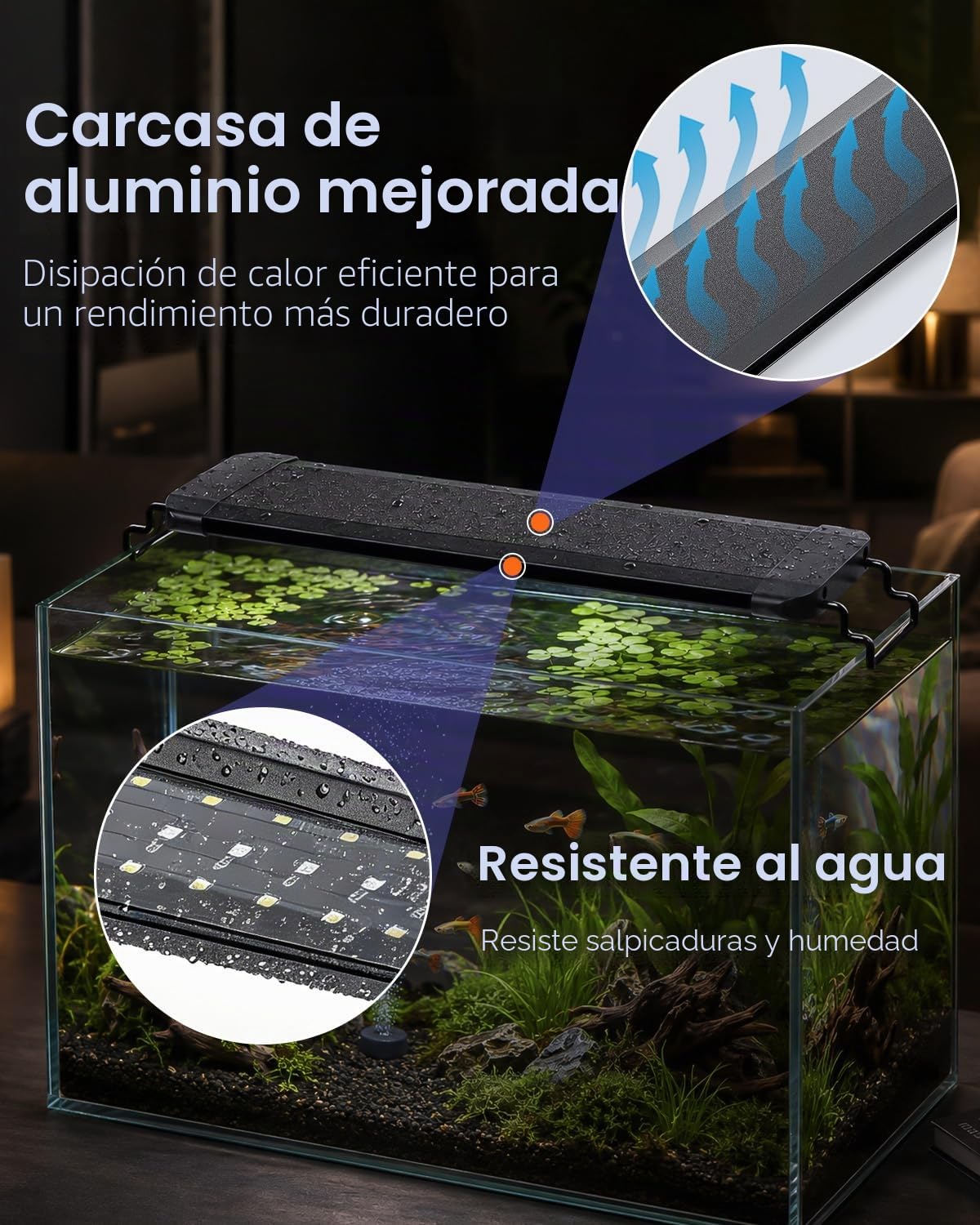 Pawfly Luz de acuario para tanques de 75 a 90 cm, 21 W lámpara para pecera, espectro completo, lámpara LED extensible con temporizador, modos día/noche y brillo ajustable para agua dulce