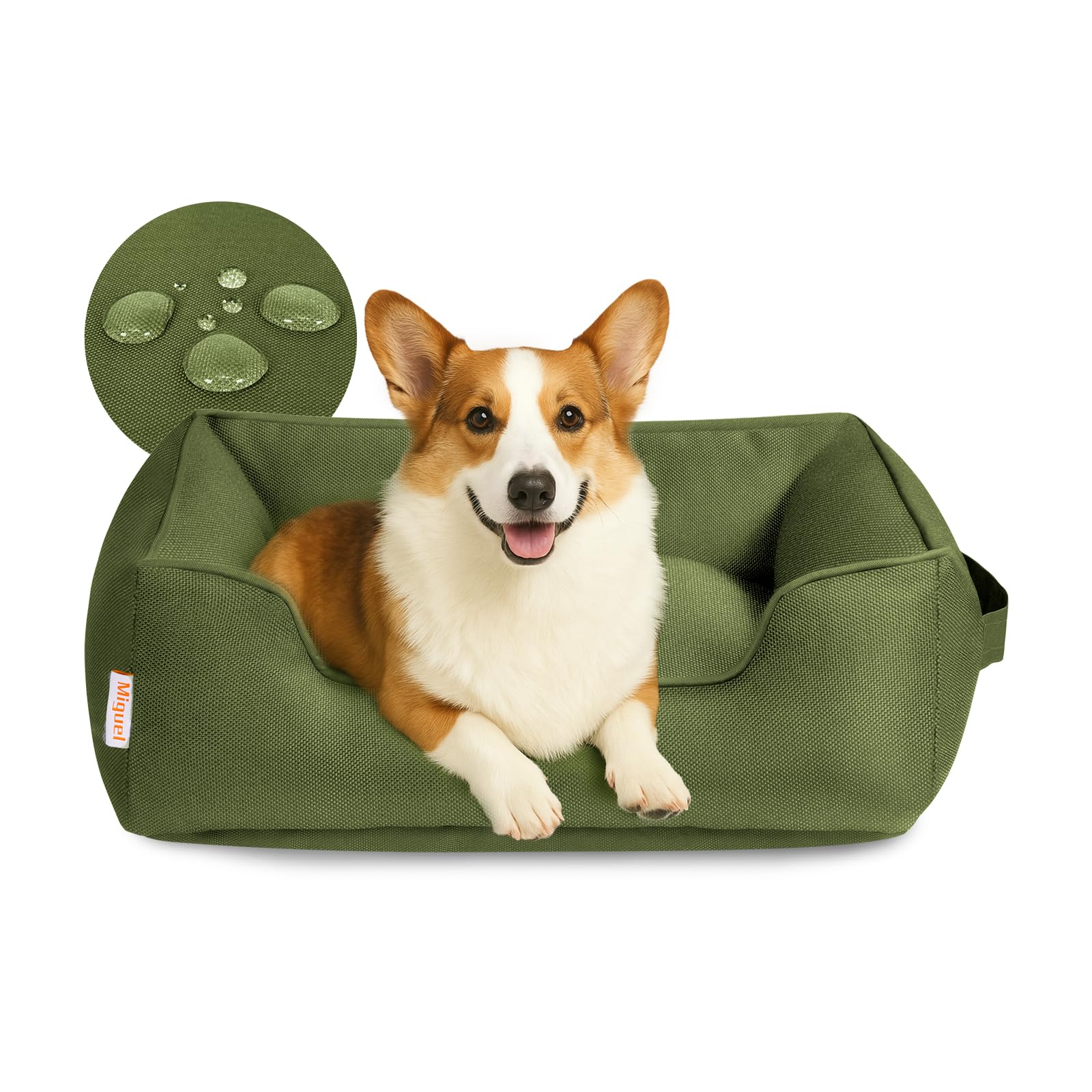 Miguel Waterproof Outdoor Dog Bed for Medium Small Dogs, Oxford Pet Bed Tough with Sides Easy Clean, All Weather Rectangle Puppy Bed with Removable