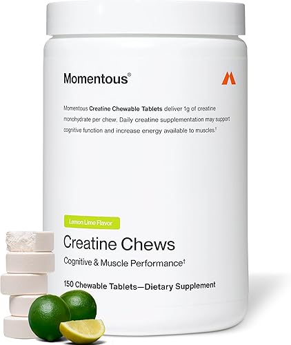 Momentous Masticables de creatina - Monohidrato de creatina - Apoya la fuerza, el músculo magro y la recuperación para hombres y mujeres -
