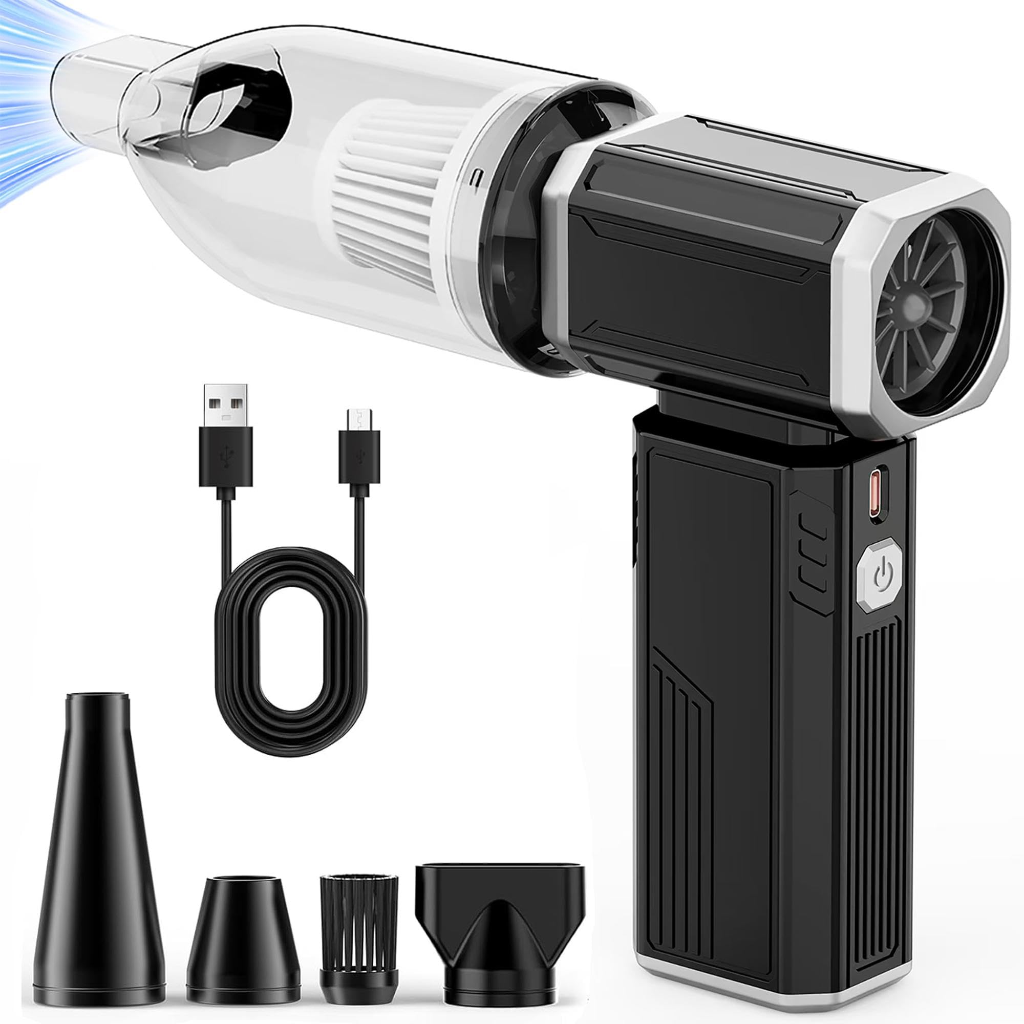 ThinkAuto Compressed Air Duster, Super Powerful 180,000 RPM Turbo Fan, Stepless Speed Adjustable Blower and Vacuum, for Car, Keyboard, Home, and Outdoor Dust Removal