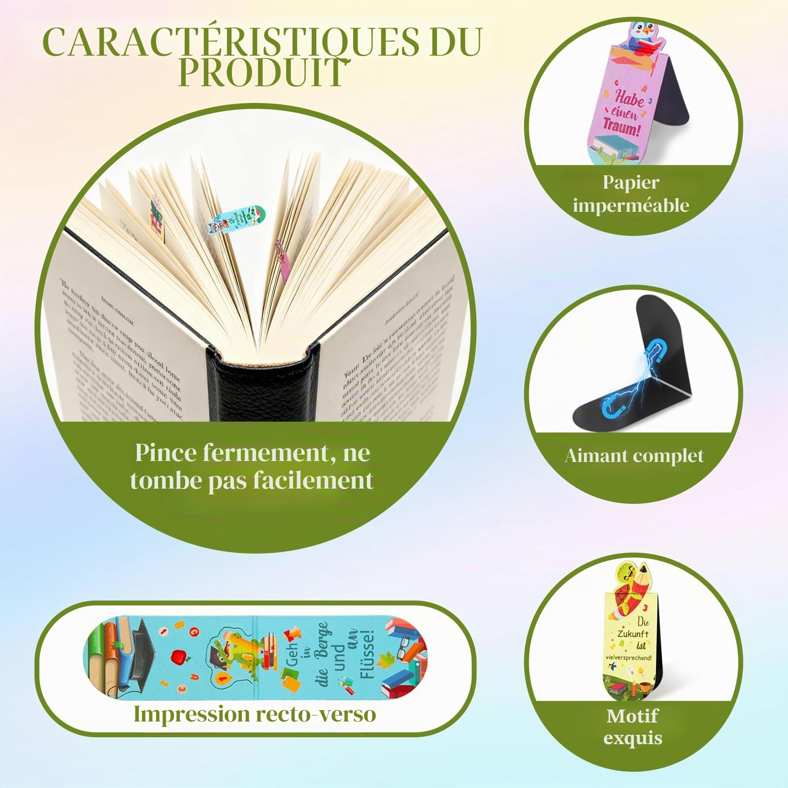 12 Signets Animaux Avec Proverbes Allemands De Lecture, Signets Magnétiques Pour Enfants, Parfaits Pour Cadeaux D'anniversaire, De Fête Et De Calendrier De L'avent