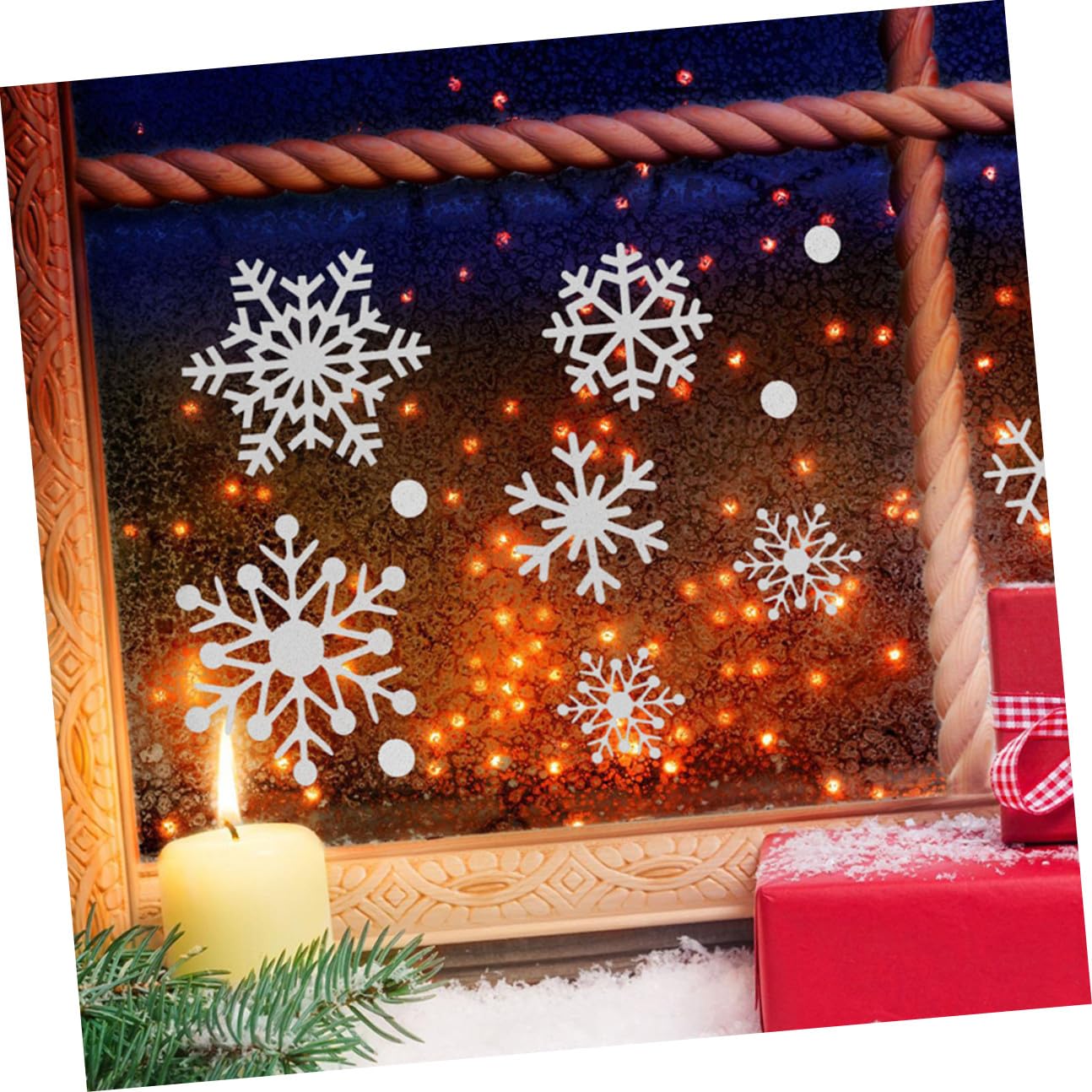 Pegatinas Navideñas para Ventanas de Copos de Nieve Purpurina Plateada 5 Láminas Adhesivas Decorativas para Puertas y Cristales Decoración Festiva para Navidad