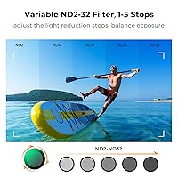 Vista 3 de K&F Concept Filtro de Densidad Neutra Variable ND2-32 de Ajuste por Presión Compatible con DJI Osmo Action 5 Pro, Filtro de Reducción de Luz