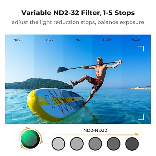 Miniatura 3 de K&F Concept Filtro variable ND2-32 compatible con DJI Osmo Action 5 Pro, filtro de reducción de luz de densidad neutra para Osmo Action 43,