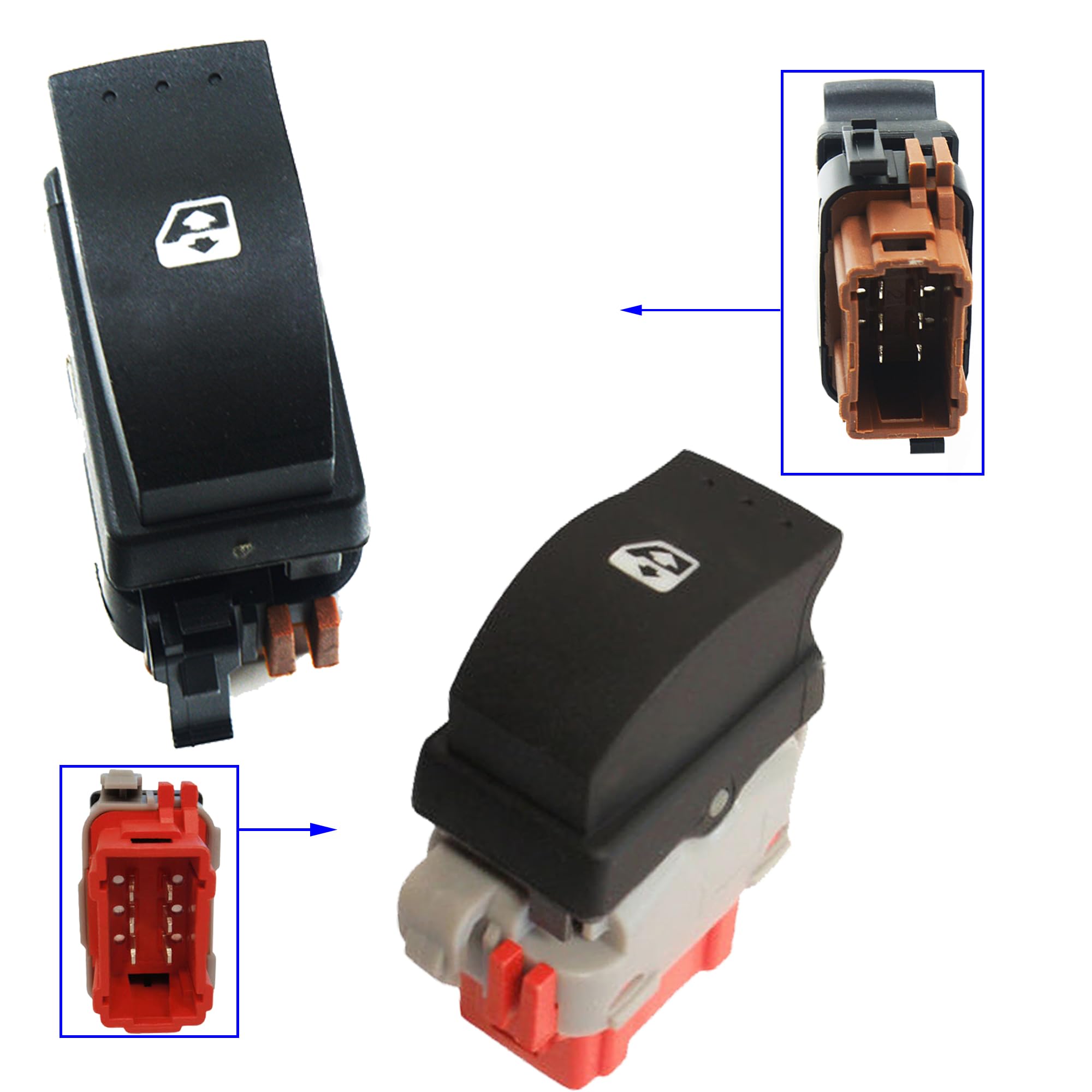 Partsline (Lot de 2) Bouton de Lève-Vitre Électrique Avant Gauche ET Avant Droit compatible avec Interstar, Movano A, Master II - 2540000QAB 8200057321 4408721