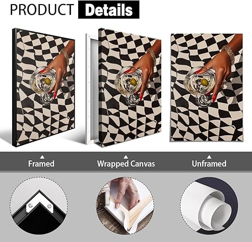 Miniatura 3 de Lienzo decorativo para pared de niña negra, póster moderno de Martini Y2K para mujeres afroamericanas, impresión de carrito de cóctel, pintura