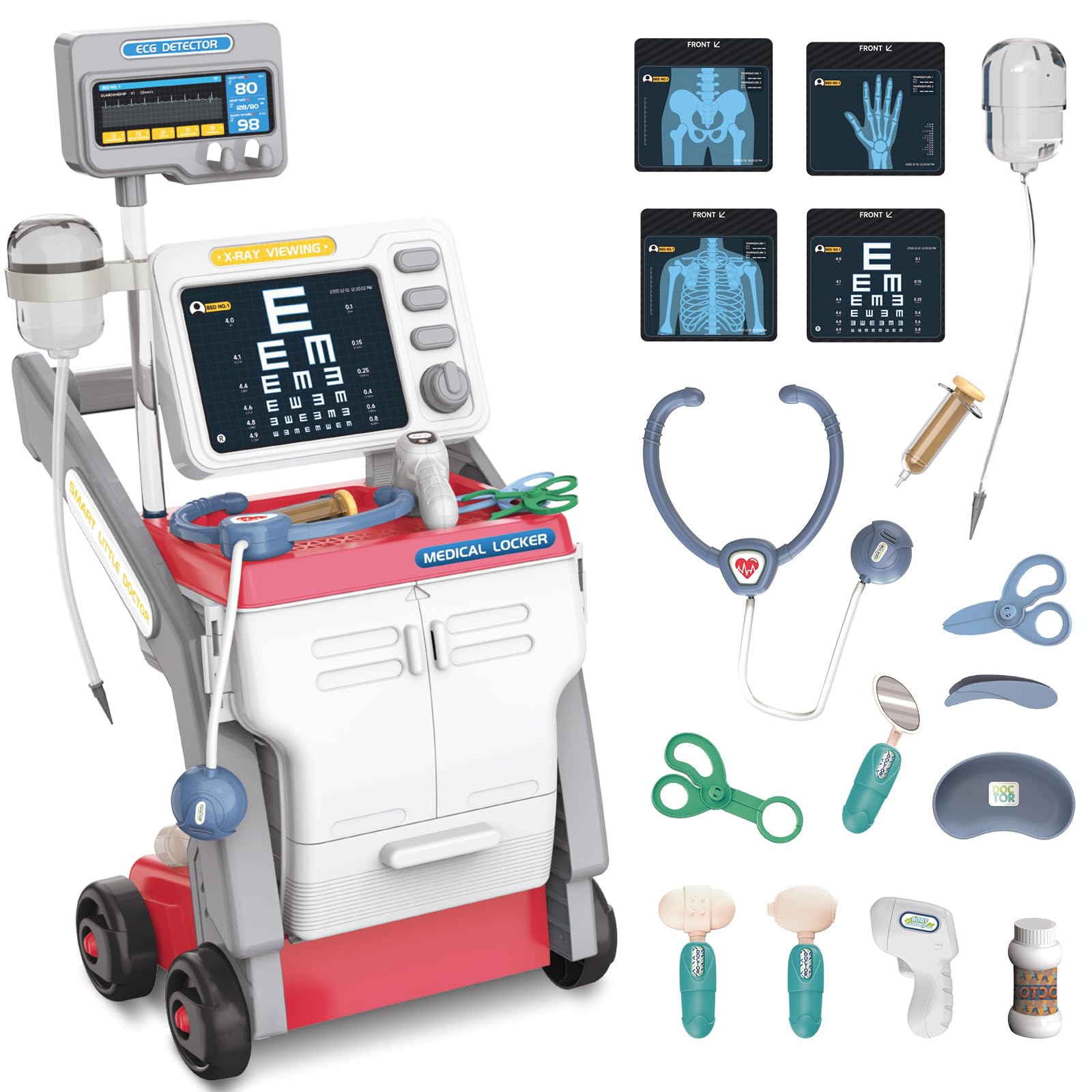 deAO Toys Doctor Kits for Kids,Pretend Medical Station Set,Role Play Set Medical Kit Toy with Sound and Light Functions Doctor Roleplay for Kids Boys Girls