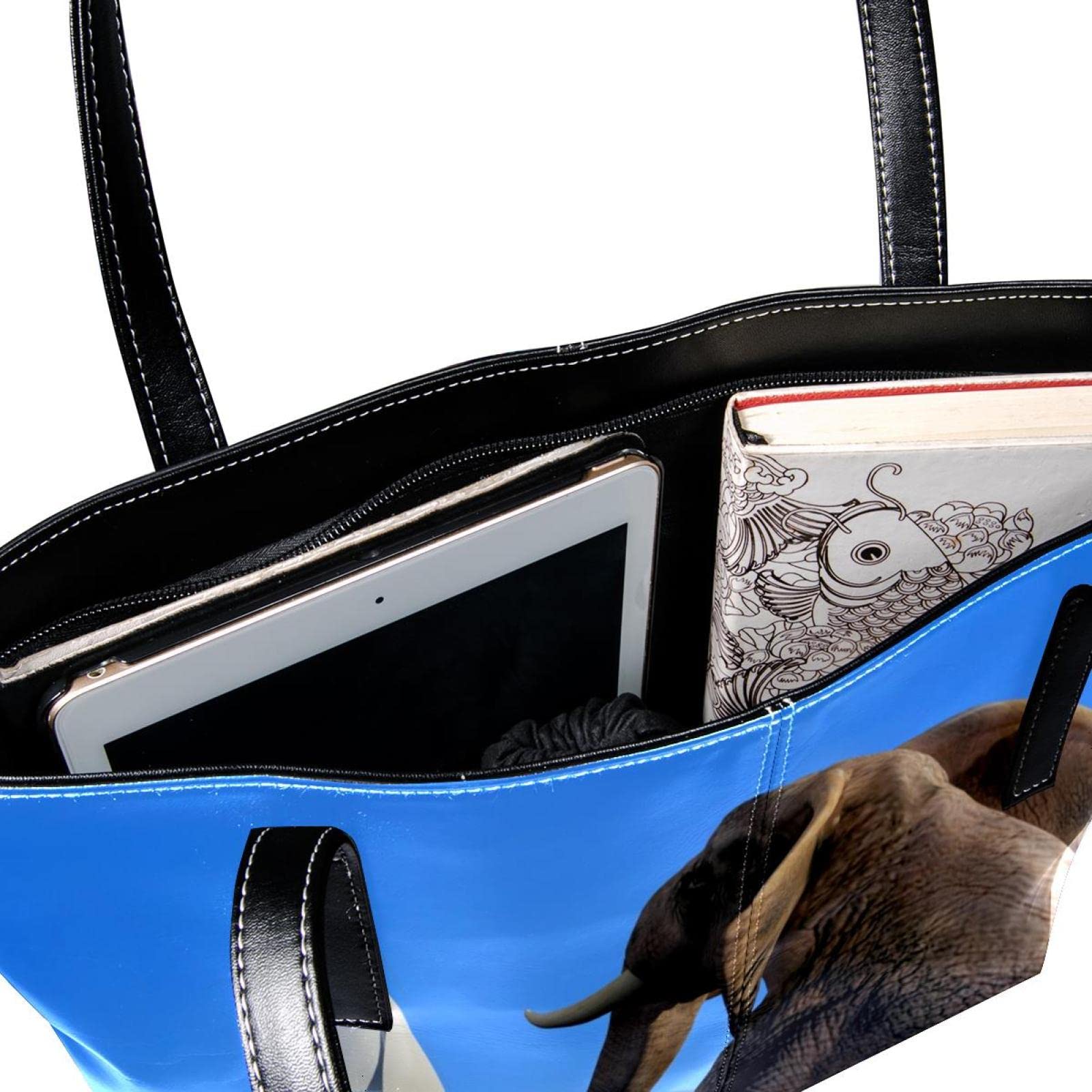 Bolsa de mano personalizada con cremallera, bolsas de hombro casuales para uso diario, trabajo, escuela, elefante gordo sentado, barco con aspecto acuático, Varios colores