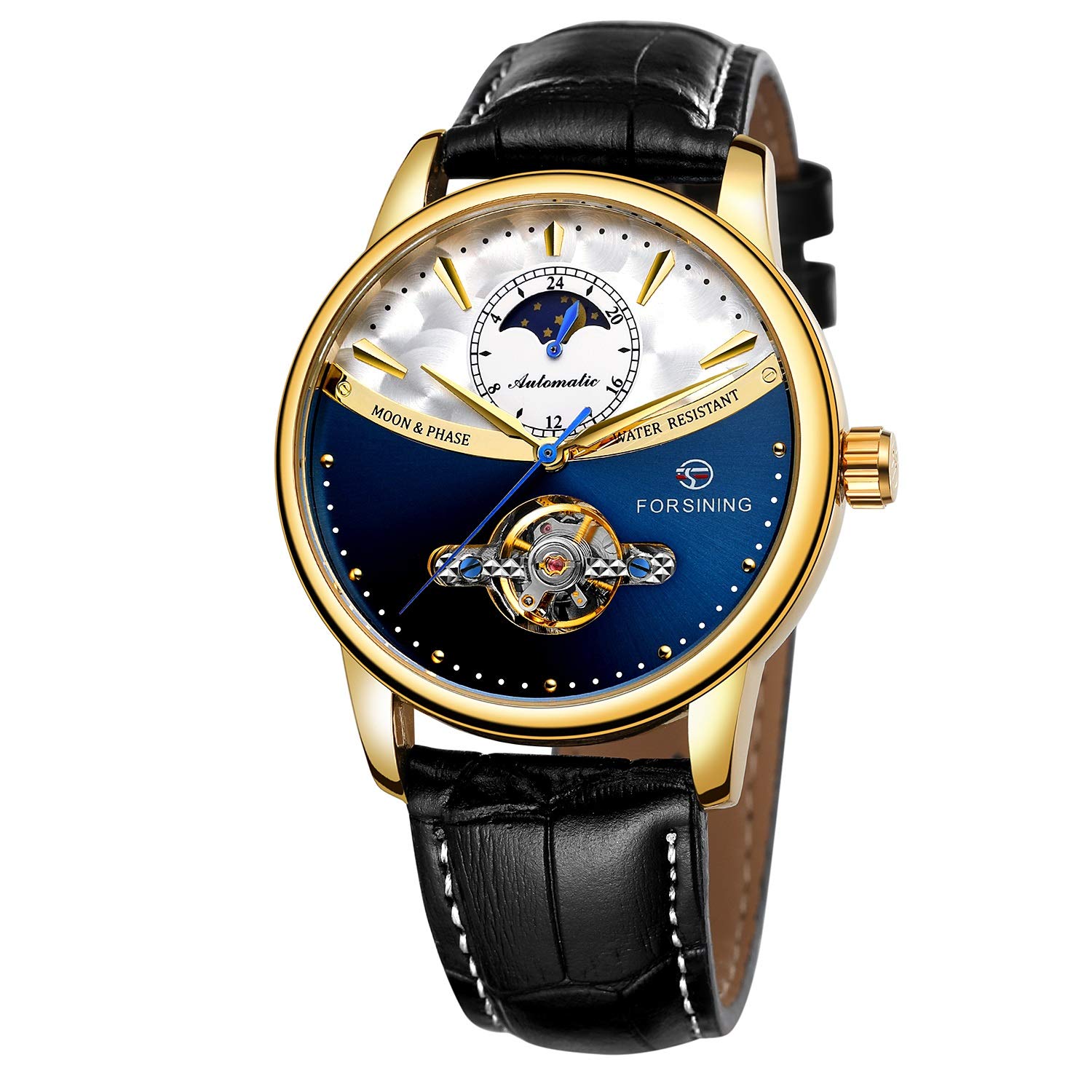FORSINING Classic Blue Moon Phase Mechanical Automatic Mens Leather Wrist Watch (B081SVFRDC) Amazon Price History, Amazon Price Tracker