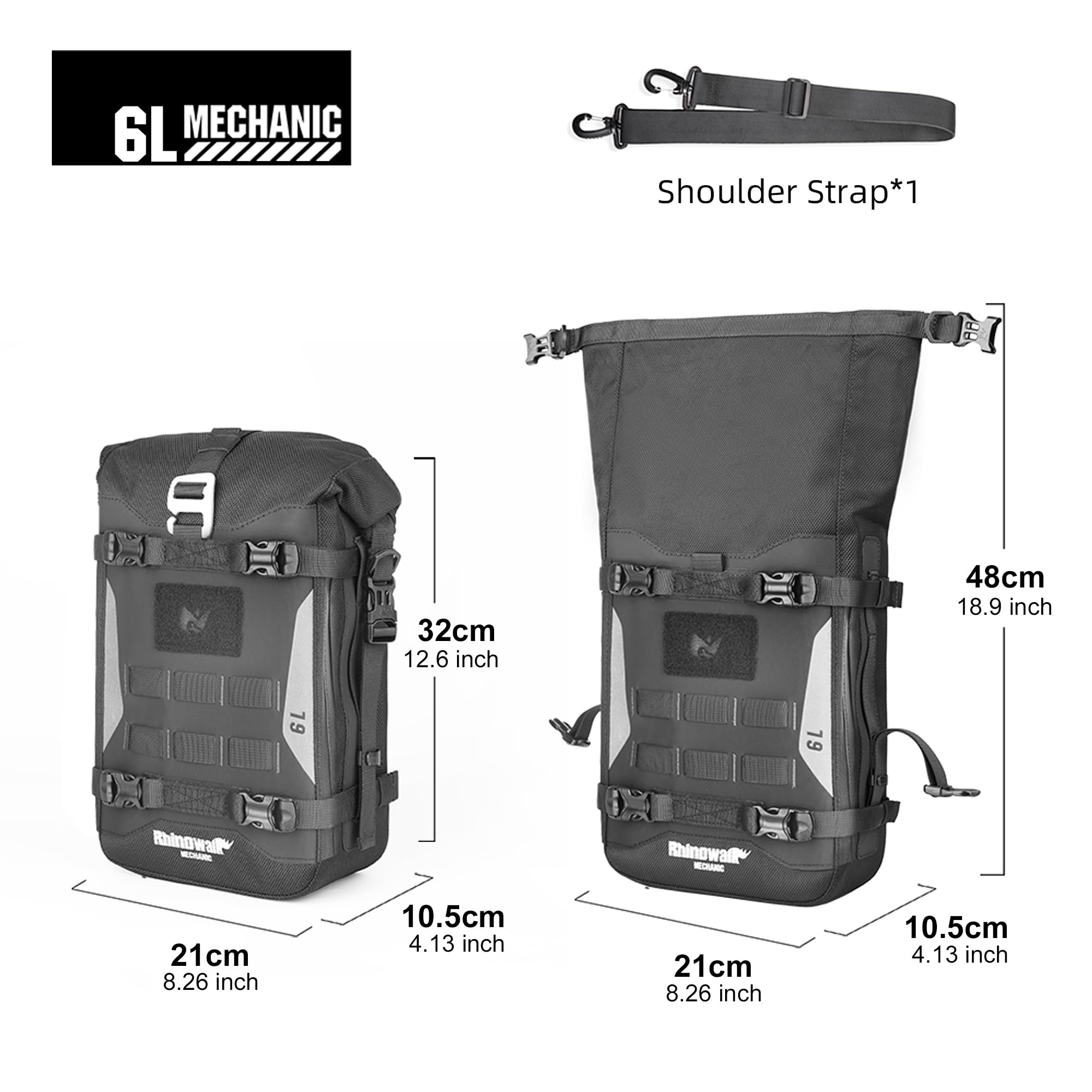 Rhinowalk Motorrad Sturzbügel Tasche – wasserdichte & Erweiterbare Satteltasche mit Schultergurt – Einzeltasche (1 Stück)