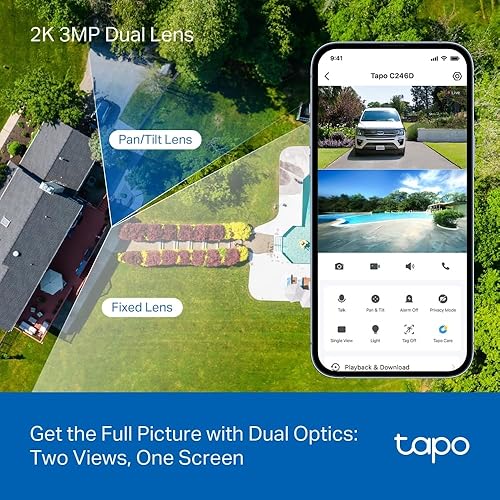 Miniatura 2 de Tapo Cámara de seguridad 2K 3MP para interiores y exteriores con doble lente panorámicainclinación, gran angular de 125 + telefoto de 0.236 in,