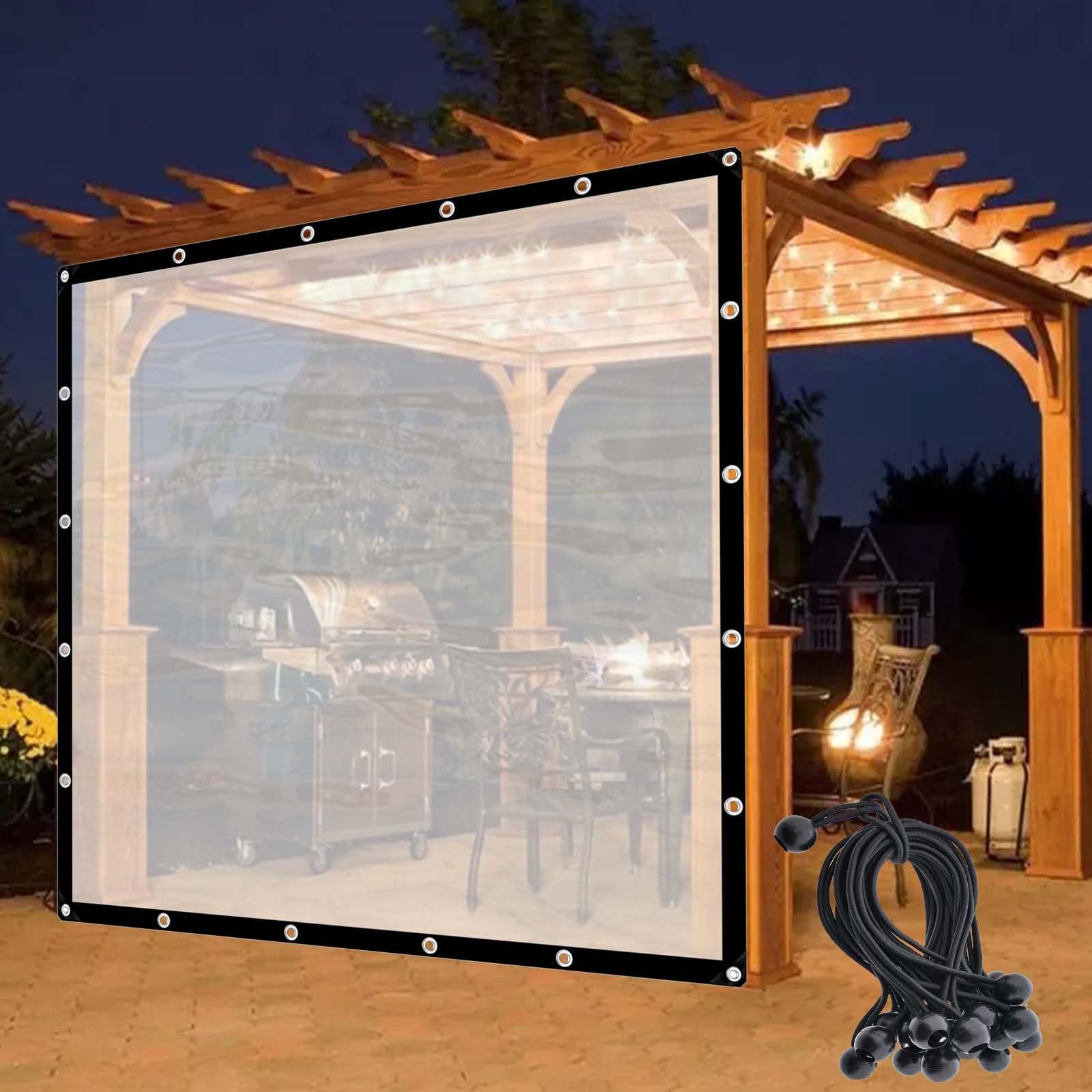 Bâche transparente pour pergola et rideau extérieur en vinyle de terrasse