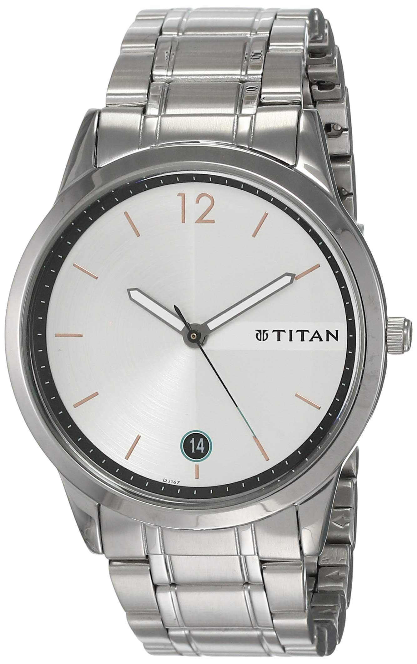 Titan Quartz Analog with Date White Dial Stainless Steel Strap Watch for Men-NP1806SM01 (B07NR86QD7) Amazon Price History, Amazon Price Tracker