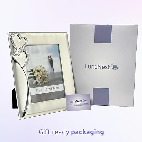 Miniatura 7 de Marco de fotos plateado de 5 x 7 pulgadas con corazones, idea de regalo para bodas, compromisos para parejas, recién casados, despedida de soltera,