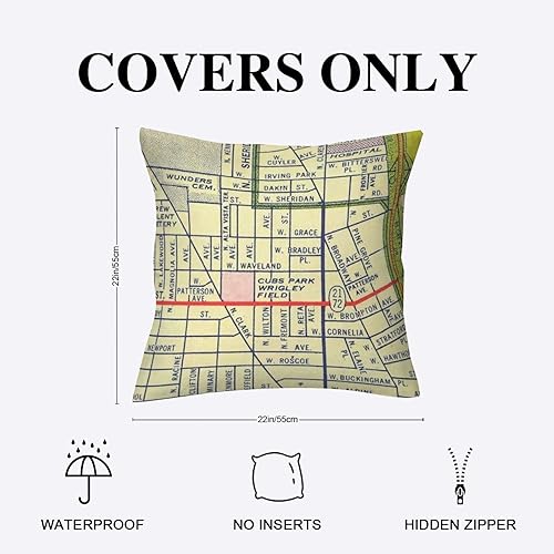 Miniatura 2 de Wrigley - Fundas de cojín para exteriores, impermeables, 22 x 22 pulgadas, diseño de mapa de Estados Unidos, fundas de cojín decorativas clásicas,