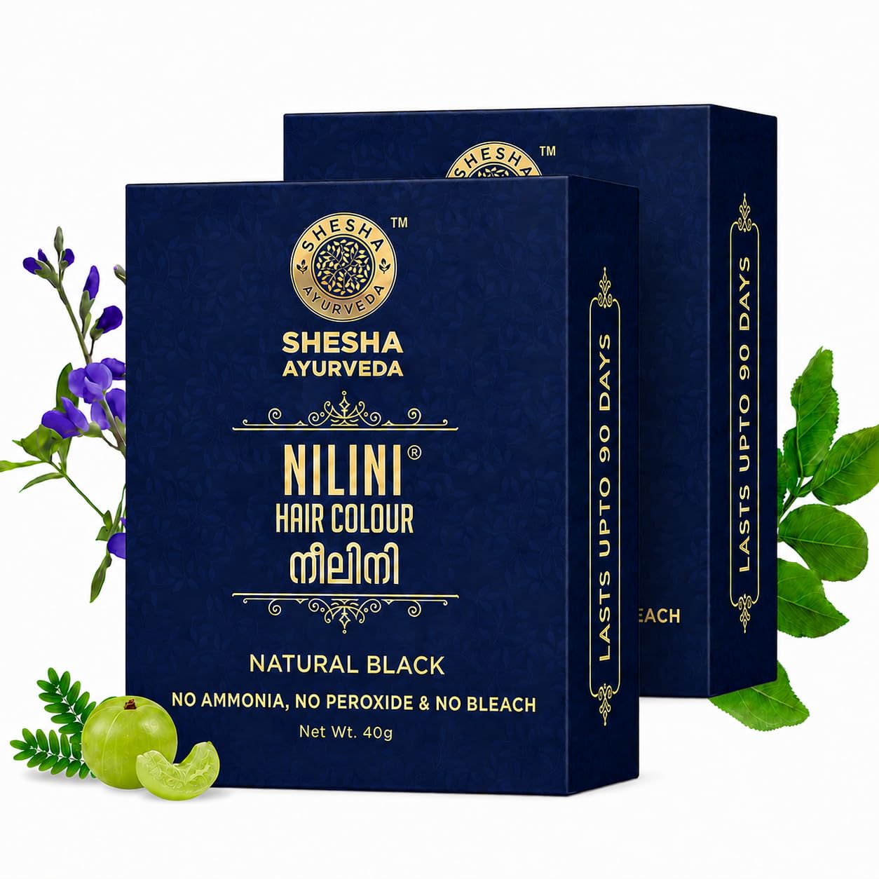 SHESHA NATURALS SHESHA AYURVEDA Combo Of Ayurveda Nilini Hair Colour- Ayurvedic, No Ammonia, No Bleach,No Peroxides, Natural Colour-40G Pack Of 2 (Black)-picture-42
