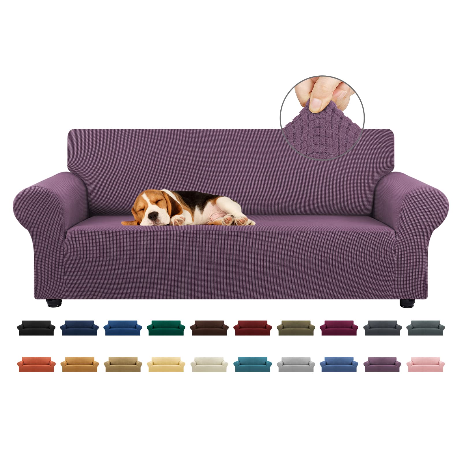 KEKUOU Stretch Sofa Cover Slipcover ，Couch Covers for 3 Cushion Couch Sofa pet Friendly (78"-94") Furniture Protector Sofa with Elastic Bottom for