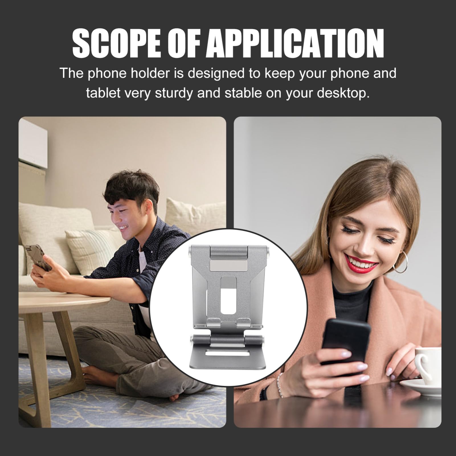 5 Piezas Soporte Móvil y Tablet Plegable Soporte Metálico de Escritorio Resistente y Estable para Smartphones y Tablets Diseño Portátil Gris para Cómodo