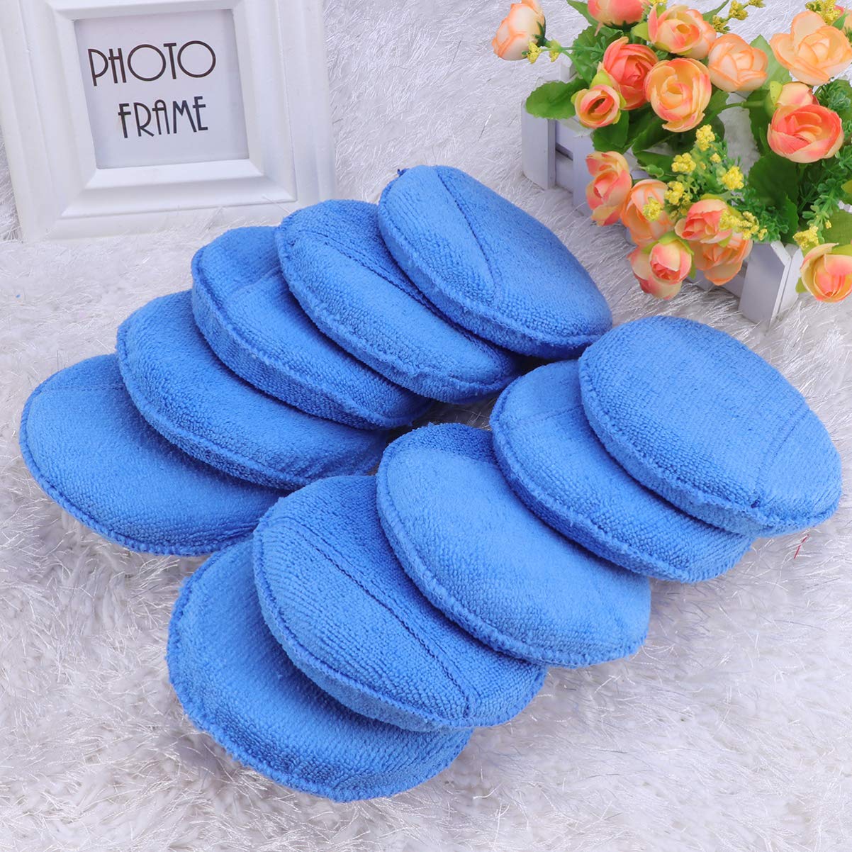 FUNOMOCYA Wax Pads for Car 10 Pcs Microfiber Wax Applicator Sponge Pads Soft Absorbent Scratch-Free Reusable for Car Truck Motorcycle