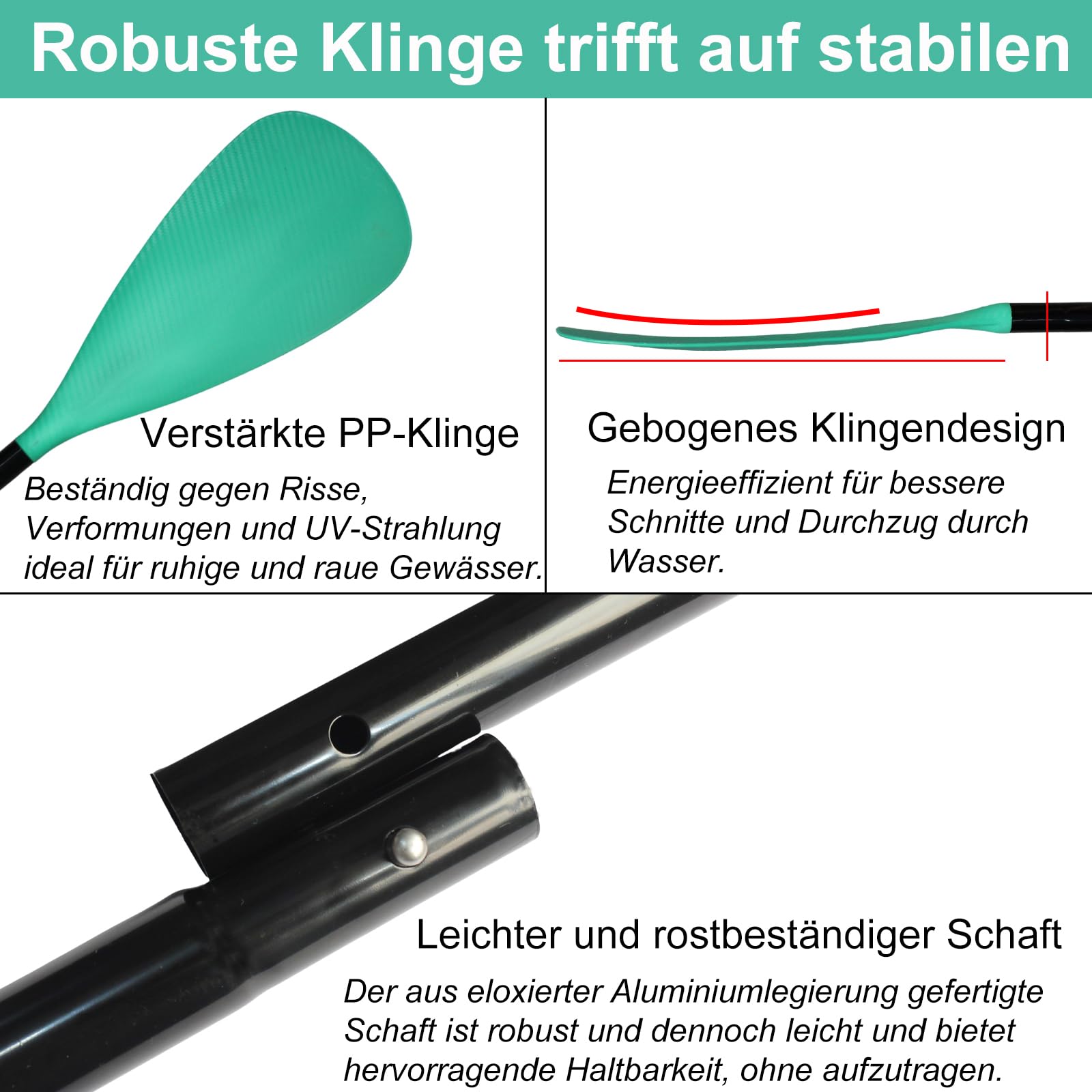 BeGrit Kajak Paddel Schwimmende Doppelpaddel 2-in-1 Verstellbar Kajakpaddel Abnehmbares SUP Hilfspaddel Ausziehbar Einzelpaddel Aluminium Bootsruder Notfall Paddel mit Paddelleine für Kajak Kanu