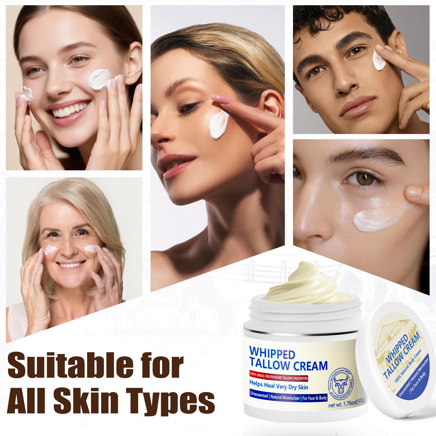 Beef Tallow for Skin, Natural Beef Tallow for Face, 100% Organic Grass Fed Finished Whipped Tallow and Honey Balm, Tallow Cream for Skin Care, Tallow Face Moisturizer Body Lotion - Image 7