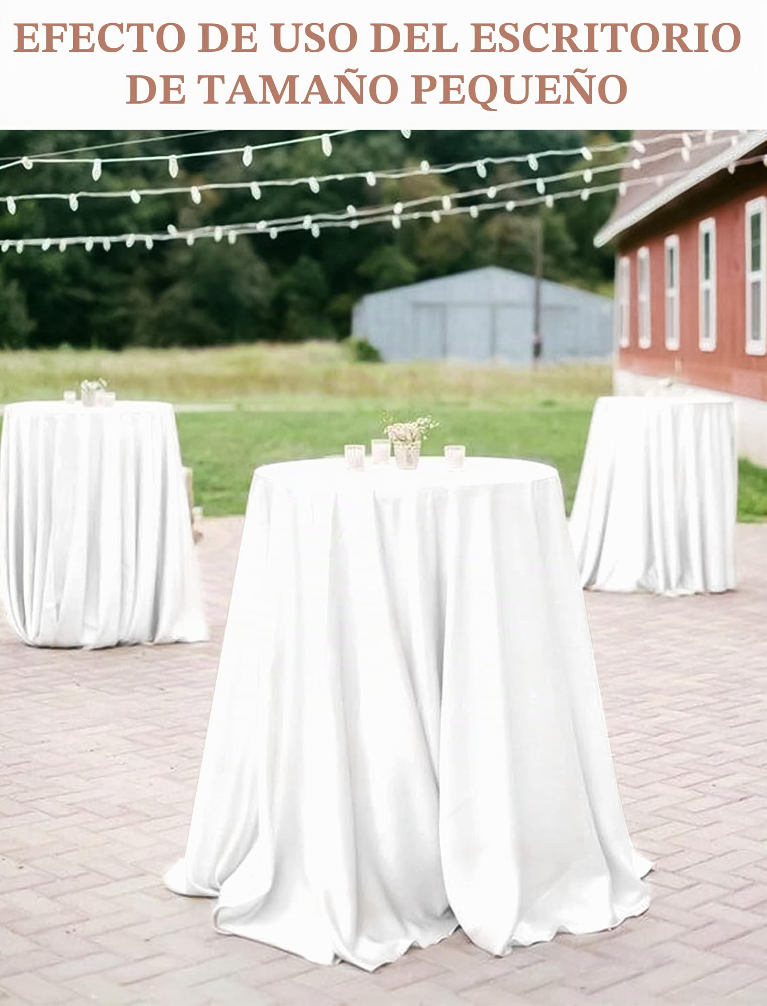 Paquete de 4 manteles redondos, Mantel redondo de 90 pulgadas/228CM, Ropa de mesa blanca, Mantel redondo lavable de tela de poliéster para bodas, banquetes o restaurantes (Blanco)