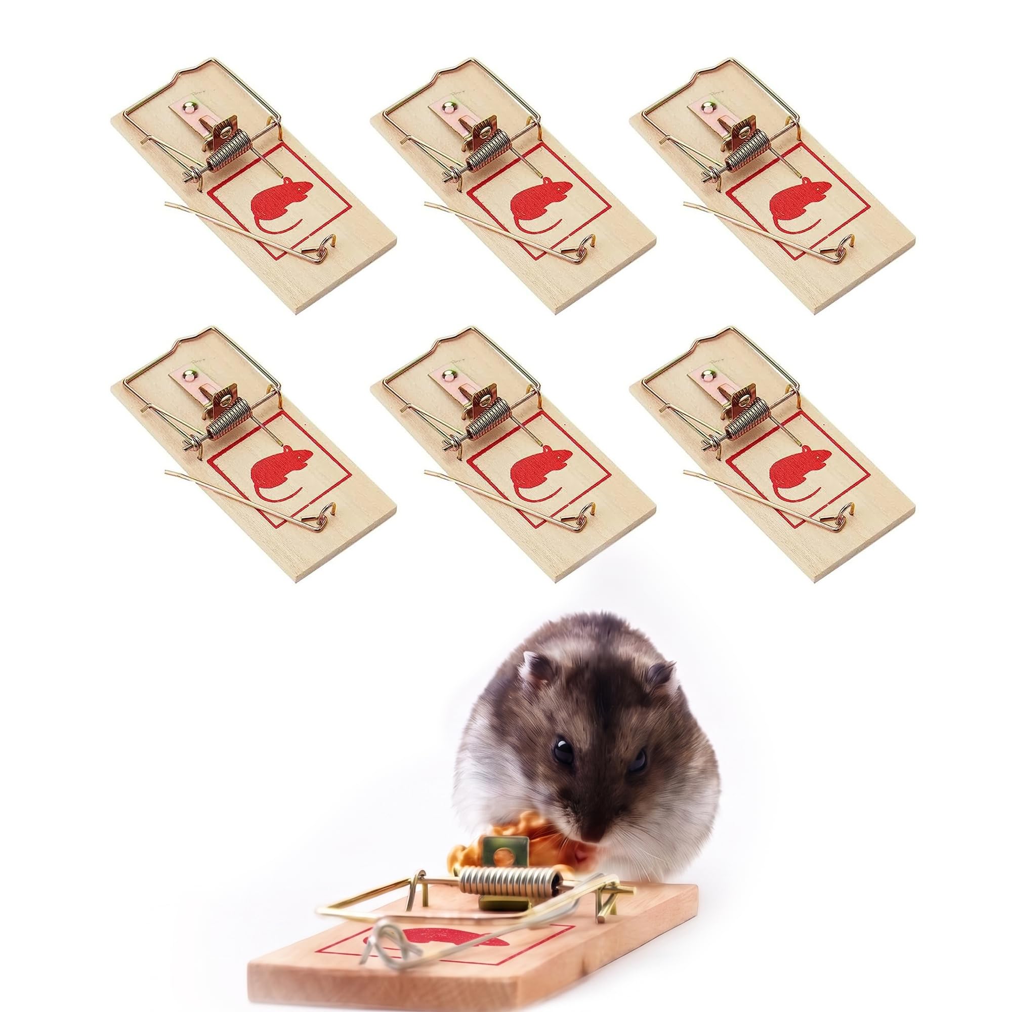Lizzy 4pc Wooden Mouse Traps | Reusable Snap Traps for Mice | Effective Rodent Control for Homes, Offices & Kitchens | Durable Eco-Friendly Pest Control Solution UK