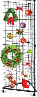 GADFISH Black Triangular Gridwall Display Stand - 24x68 Rolling Wire Grid Tower with Casters for Retail, Craft Shows, Home Organization