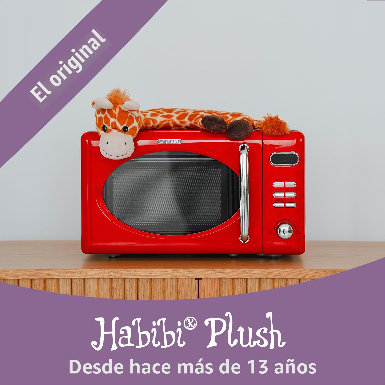 Habibi Plush Premium - Almohada cervical con forma de jirafa con cojín térmico para microondas
