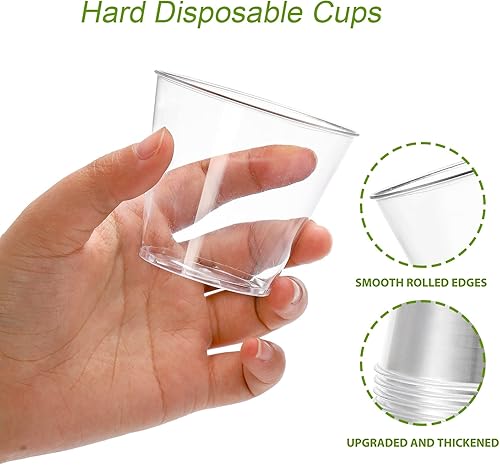 Miniatura 3 de Tebery Paquete de 200 vasos pequeños de plástico transparente, vasos desechables duros de 5 onzas, vasos de plástico a granel para fiestas