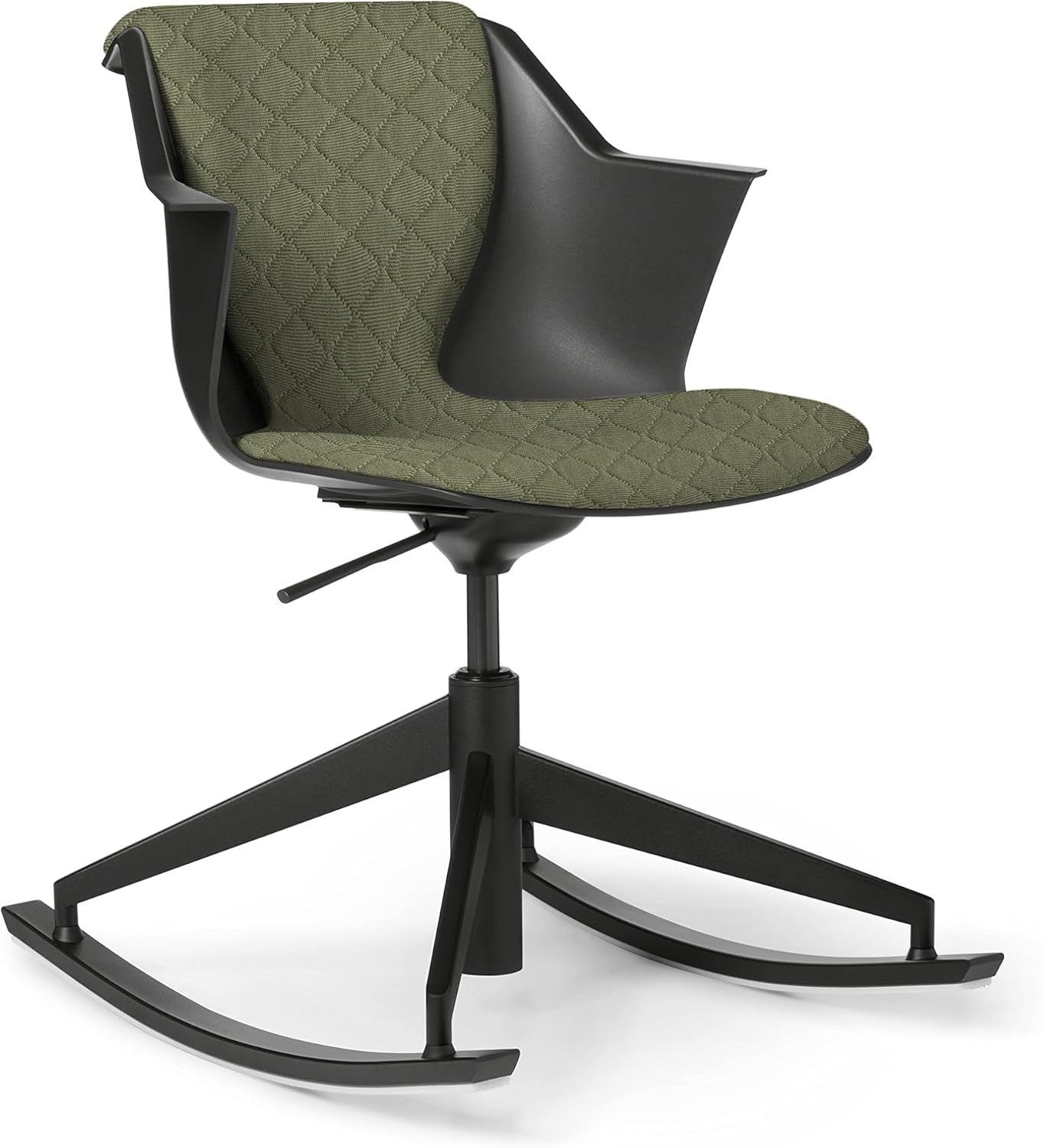 Office Master Werksy Rocker Model WY2R Black Rocker Swivel Chair with Fully Quilted Upholstery Modern Black Shell in Raven Black : Home & Kitchen