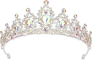 SuPoo Tiaras for Girls AB Silver Crown Crystal Princess Crown Headband Birthday Queen Shiny Tiara for Women Princess Decoration for Wedding Party Prom Halloween Quinceanera