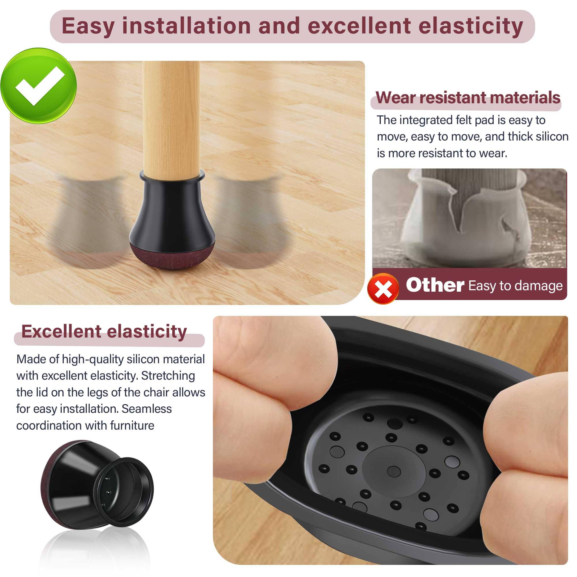 Protectores de suelo para patas de silla, almohadillas de fieltro para muebles, tapas de silicona para sillas, tapas antideslizantes para patas de muebles para suelos de madera dura, evitan