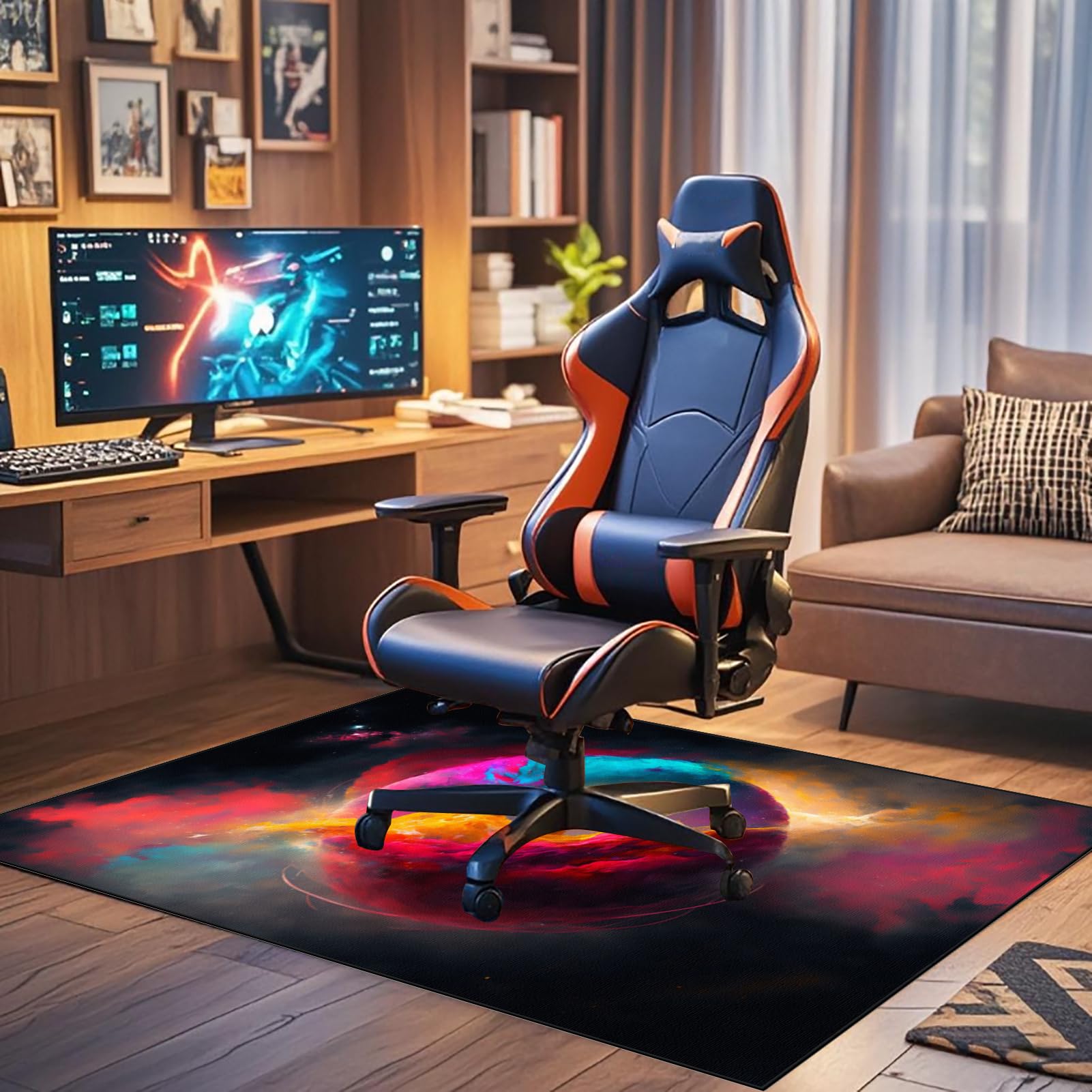 Bodenschutzmatte Gaming Teppich, Unterlage Schreibtischstuhl, Bürostuhl Matte, 200 x 230 cm Bodenschutz Bürostuhl Teppichschoner für Parkett, Laminat, Hartböden und Teppichboden