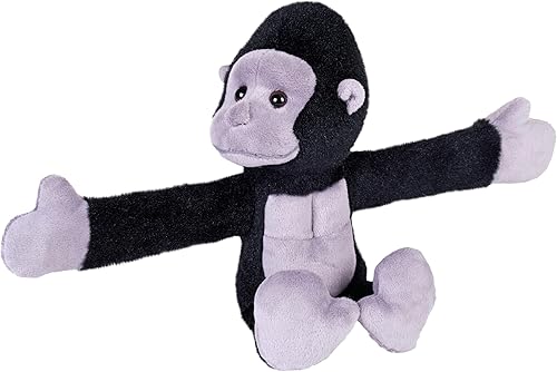 Wild Republic Huggers Gorila, animal de peluche, 8 pulgadas, pulsera de palmada, juguete de peluche, botellas de agua recicladas