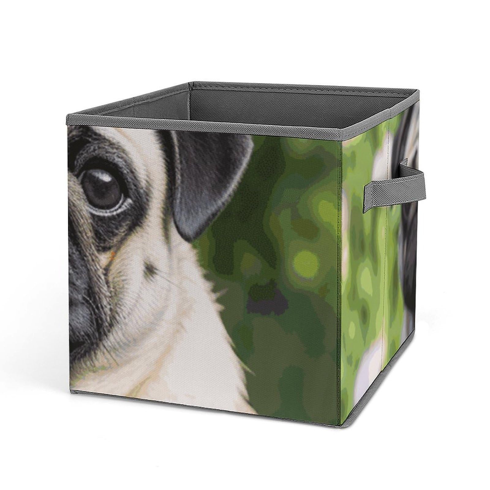 Boîte de rangement linge et placard | Cube pliable tissu imprimé chien Carlin