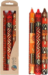Set of Three Boxed Tall Hand-Painted Candles - Bongazi African Design - Nobunto Candles